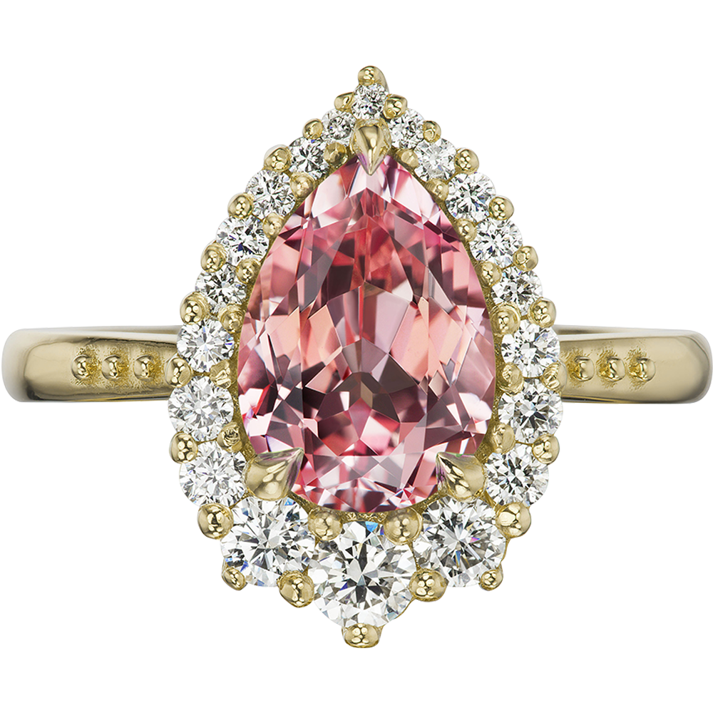 Peach Champagne Sapphire Engagement Rings Kristin Coffin Jewelry