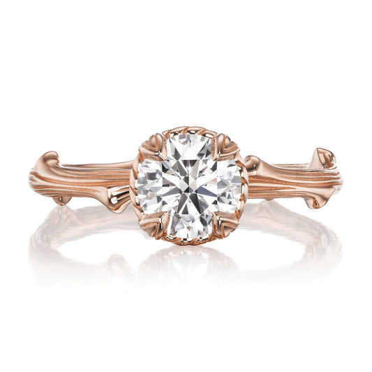 ::color_rose ::| Juniper 1ct lab-grown diamond solitaire engagement ring with a twig band in rose gold front view