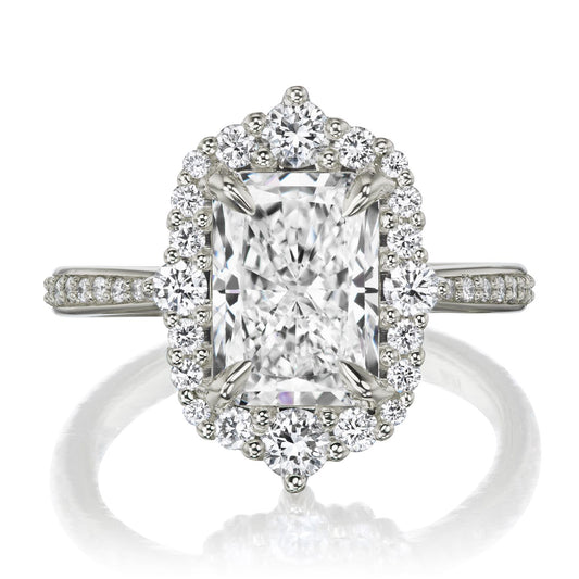 ::color_white ::shank_halfway_three-quarters ::shank_three-quarters_halfway_no ::| 3.0ctw+ radiant lab-grown diamond engagement ring Adeline white gold diamond shank front view