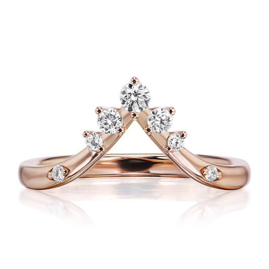 ::color_rose ::| Fancy diamond contour crown band Astral rose gold front view