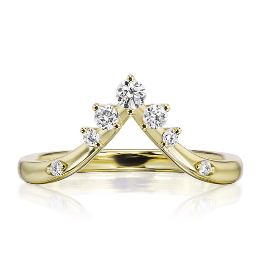 ::color_yellow ::| Fancy diamond contour crown band Astral yellow gold front view