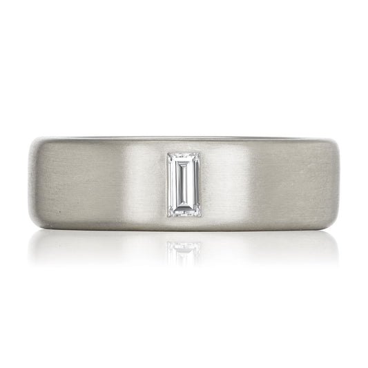 ::color_white :: wide wedding band with baguette diamond white gold