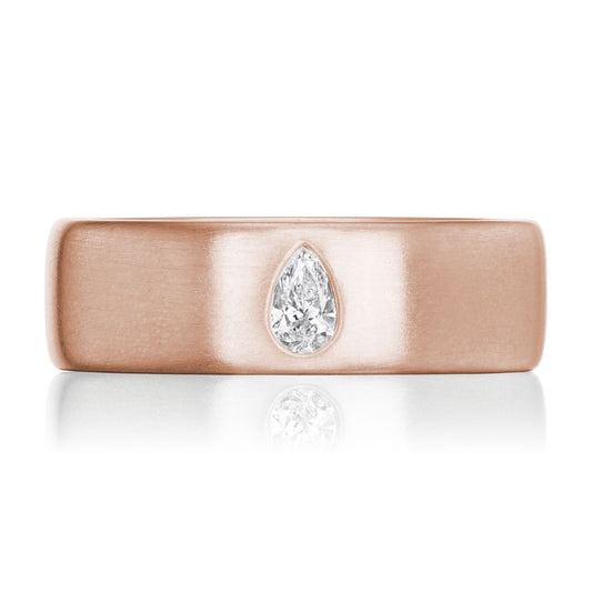 ::color_rose :: wide wedding band with pear diamond rose gold