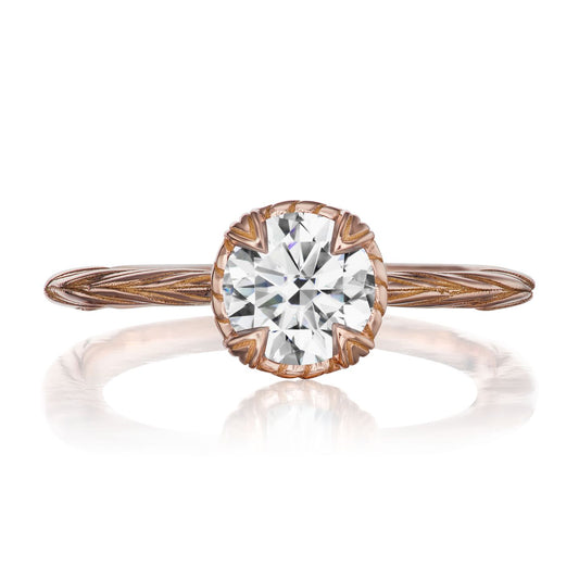 ::color_rose ::| 1ctw round moissanite solitaire engagement ring Sienna rose gold front view