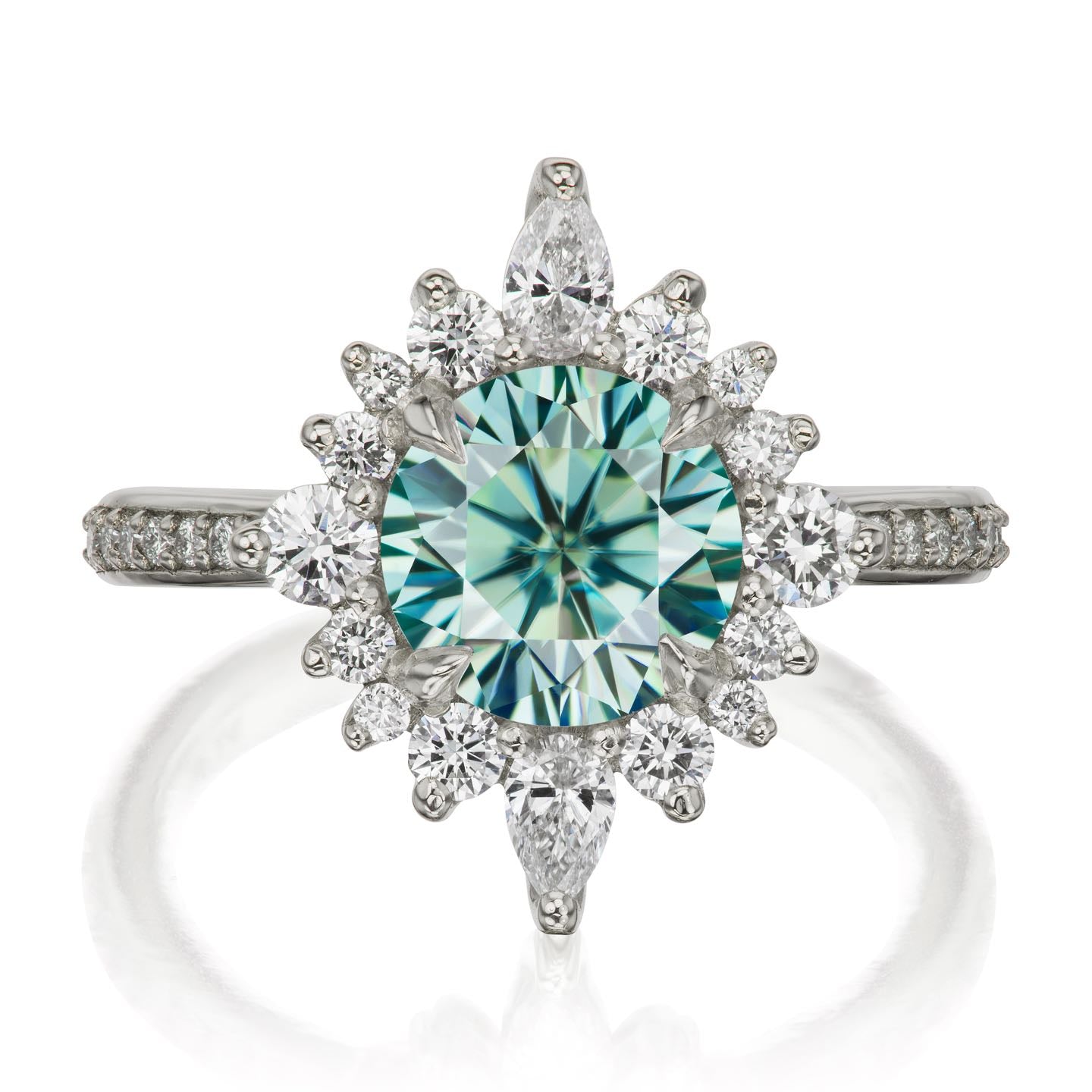 Zahra Teal Moissanite Ring Kristin Coffin Jewelry