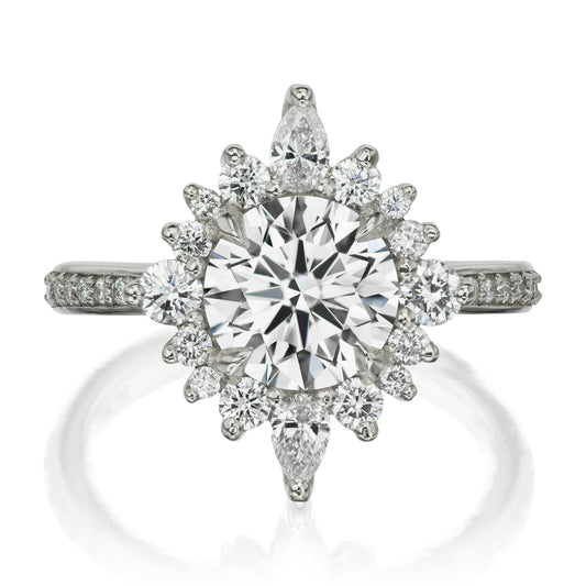 ::color_white ::shank_halfway_three-quarters ::shank_three-quarters_halfway_no ::| 2ctw+ round lab-grown diamond engagement ring Zahra white gold diamond shank front view