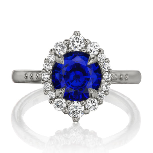 ::color_white ::shank_no ::shank_three-quarters_halfway_no ::| 2.13ctw+ round blue sapphire engagement ring Emerson white gold front view