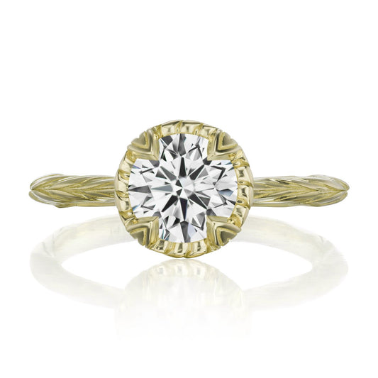 ::color_yellow ::| 1.25ctw round lab-grown diamond solitaire engagement ring Sienna yellow gold front view