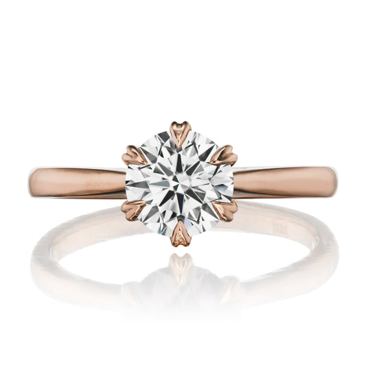 ::color_rose ::| 1.25ctw round moissanite engagement ring Leona rose gold front view