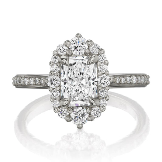 ::color_white ::shank_halfway_three-quarters ::shank_three-quarters_halfway_no ::| 1.3ctw+ radiant lab-grown diamond engagement ring Adeline white gold diamond shank front view