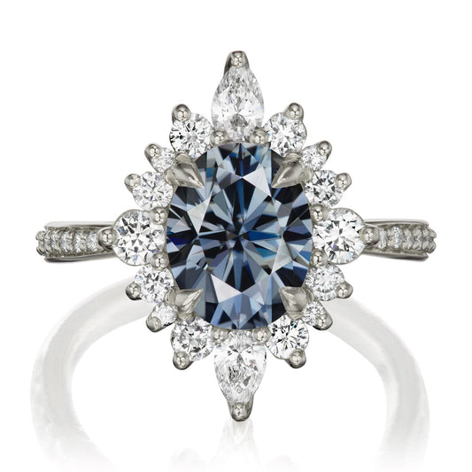 ::color_white ::shank_halfway_three-quarters ::shank_three-quarters_halfway_no ::| 2.75ctw+ oval grey moissanite engagement ring Anika white gold diamond shank front view