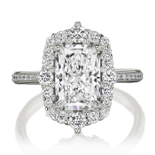 ::color_white ::shank_halfway_three-quarters ::shank_three-quarters_halfway_no ::| 3.13ctw+ radiant cut lab-grown diamond engagement ring Adeline white gold diamond shank front view