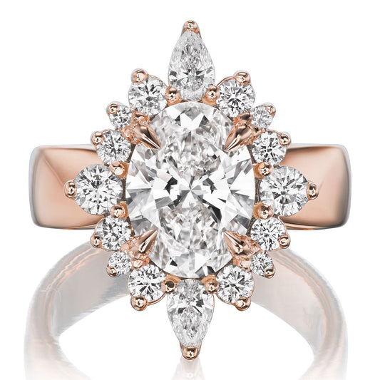 ::color_rose ::| 2.75ctw+ oval lab-grown diamond engagement ring Anika rose gold wide shank front view