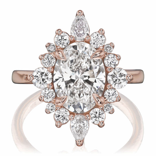 ::color_rose ::| 2.75ctw+ oval lab-grown diamond engagement ring Anika rose gold 2mm shank front view