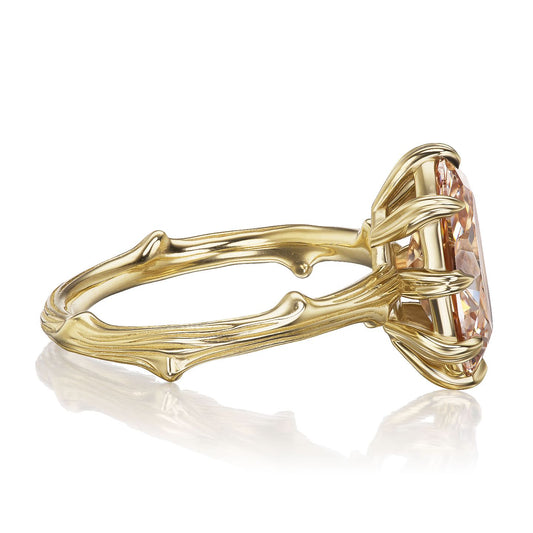 ::color_yellow ::| 2ct oval moval lab-grown diamond solitaire engagement ring with a twig band yellow gold side view