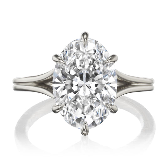 ::color_white ::| 4ct oval lab-grown diamond ring white gold split shank with hidden halo front view