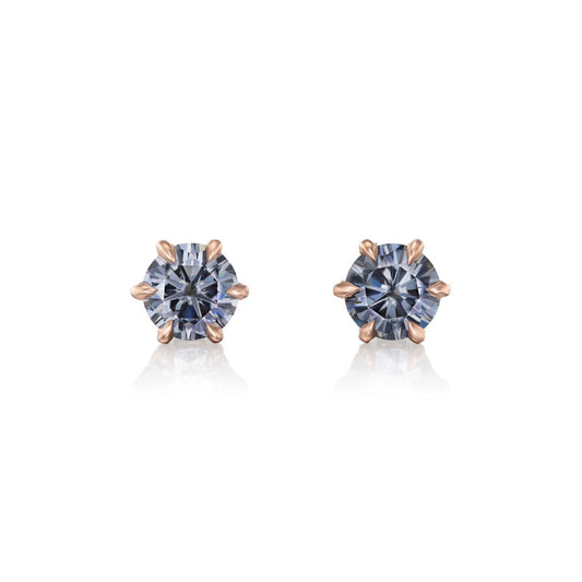 ::color_rose ::| Starla 1ct grey moissanite stud earrings rose gold on white background