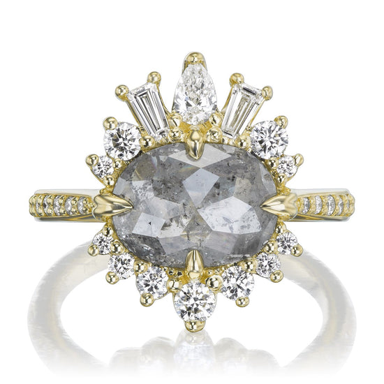 THEIA Oval Salt Pepper Diamond Ring Kristin Coffin Jewelry