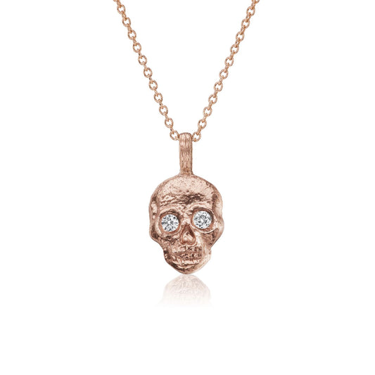 ::color_rose ::| rose gold skull pendant with diamond eyes
