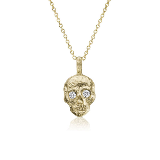 ::color_yellow ::| yellow gold skull pendant with diamond eyes