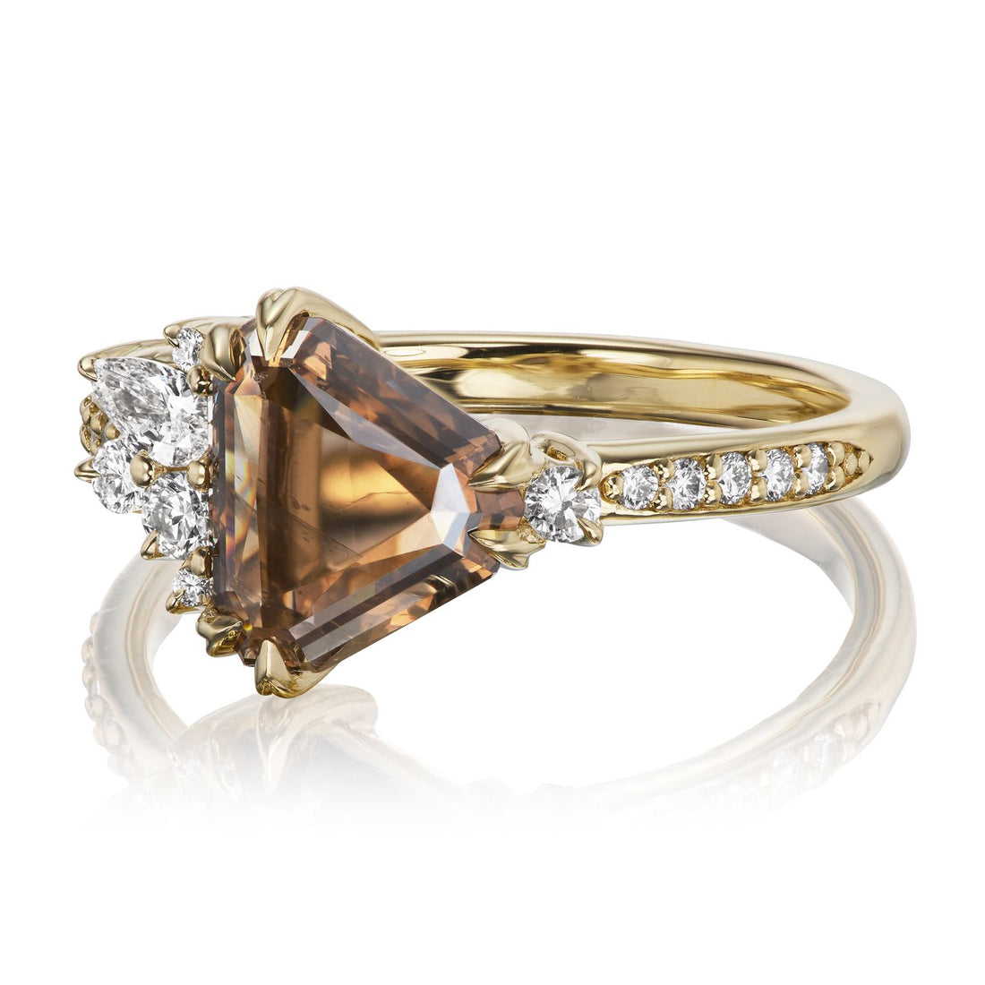 【GICLAT】 Brown diamond RIng 11号 REMY | Rose-Cut Cognac Diamond & White Diamond Accents Ring