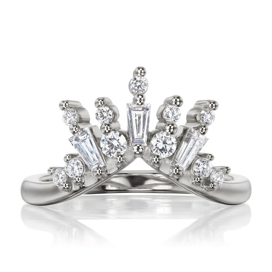 ::color_white ::| Fancy diamond contour crown band Nova white gold front view