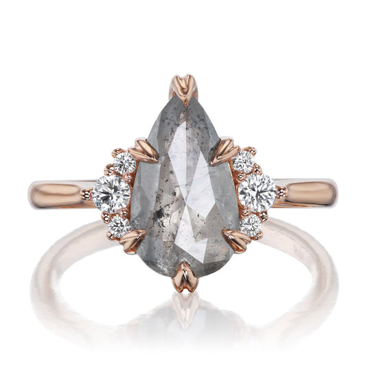 ・ DEMI・Pear Rose Cut Salt + Pepper Diamond Center, Diamond Accents (1.70ctw)
