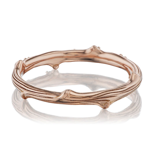 ::color_rose ::| Twig textured wedding band ring rose gold on white backgroud