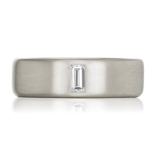 ::color_white :: wide wedding band with baguette diamond white gold