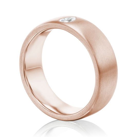::color_rose :: wide wedding band with pear diamond rose gold 3/4 view