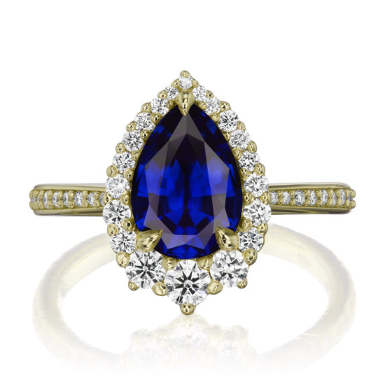 Blue Sapphire Wedding Engagement Ring 14K Yellow Gold Sapphire Ring Unique  Wedding Engagement Ring - Camellia Jewelry