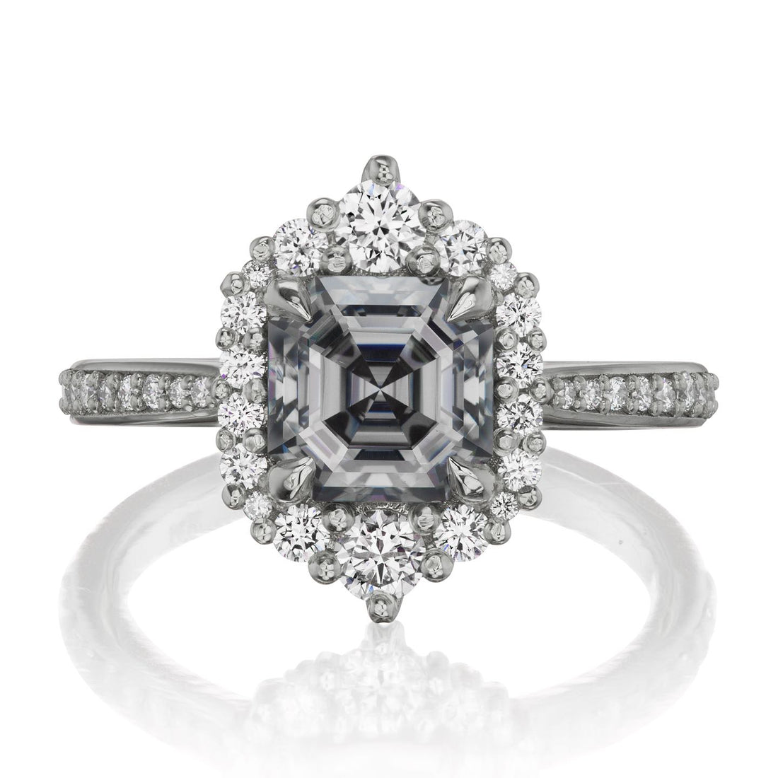 Rosalind | Asscher Grey Moissanite (1.63ctw+) | Kristin Coffin Jewelry