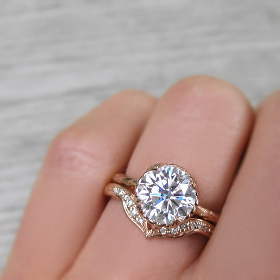 V Band Leafy Diamond Wedding Band Kristin Coffin Jewelry