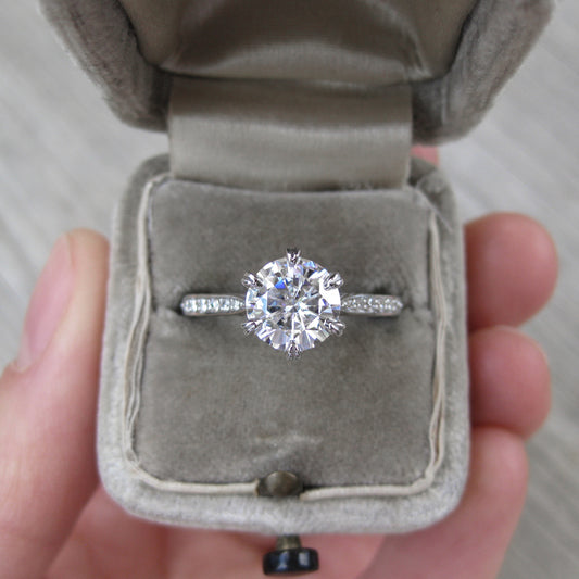Ethical engagement ring with a cultured diamond and conflict-free pavé diamonds
