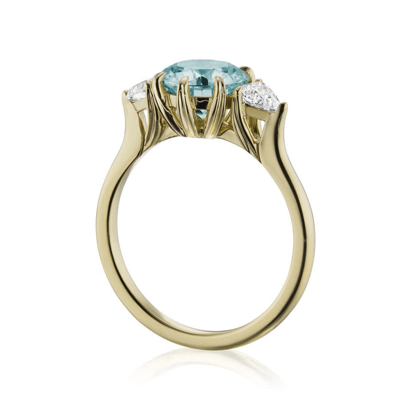 Acqua, Coloured gem, diamonds and inlay ring