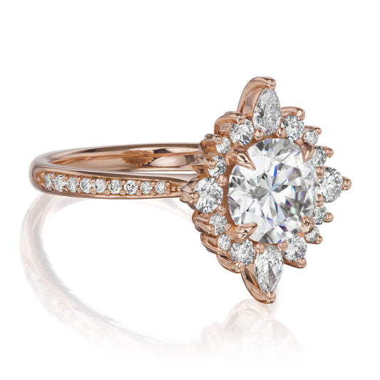 ・ZAHRA・Moissanite Center, Diamond Halo (2.09ctw, Ready to Ship)