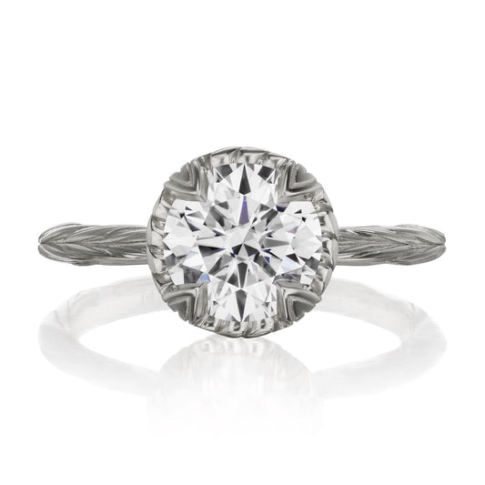 ::color_white ::| 1.5ctw round moissanite solitaire engagement ring Sienna white gold front view