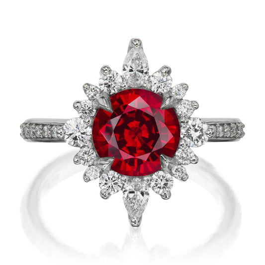 ::color_white ::shank_halfway_three-quarters ::shank_three-quarters_halfway_no ::| 2.73ctw+ round ruby engagement ring Zahra white gold diamond shank front view