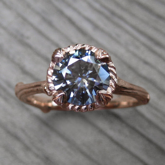 <center><strong>・VIOLET・</strong><br></center> Grey Moissanite Twig Ring, 1.25ct (Ready to Ship)
