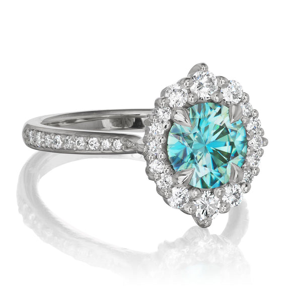 Emerson Teal Moissanite Ring (1.58ctw+) Kristin Coffin Jewelry