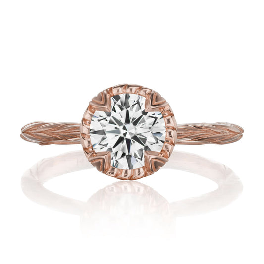 ::color_rose ::| 1.25ctw round lab-grown diamond solitaire engagement ring Sienna rose gold front view