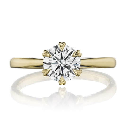 ::color_yellow ::| 1.25ctw round lab-grown diamond engagement ring Leona yellow gold front view