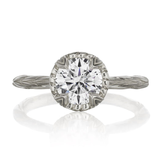 ::color_white ::| 1.25ctw round moissanite solitaire engagement ring Sienna white gold front view