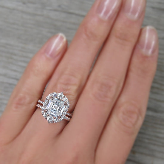Moissanite asscher cut engagement rings online