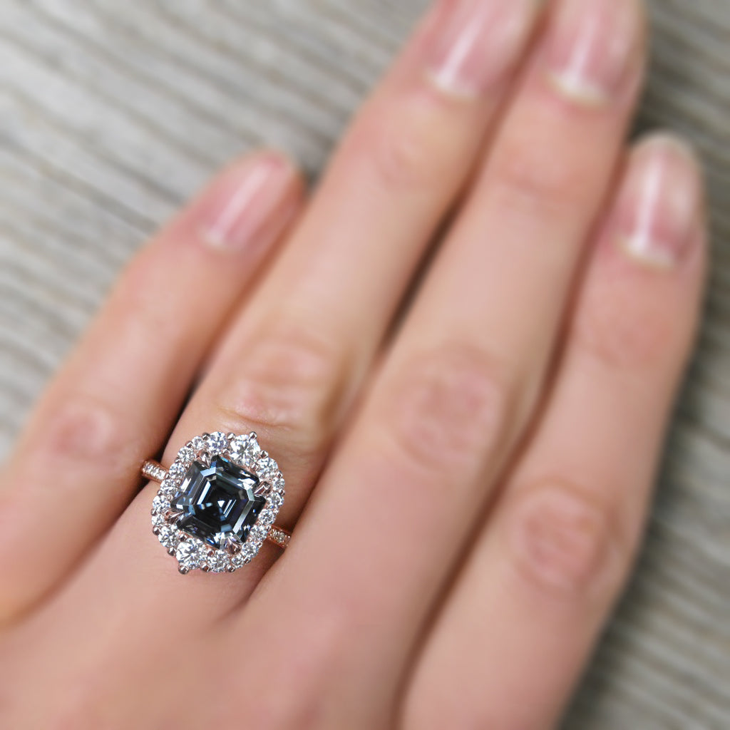 Rosalind Asscher Grey Moissanite 2.80ctw Kristin Coffin Jewelry