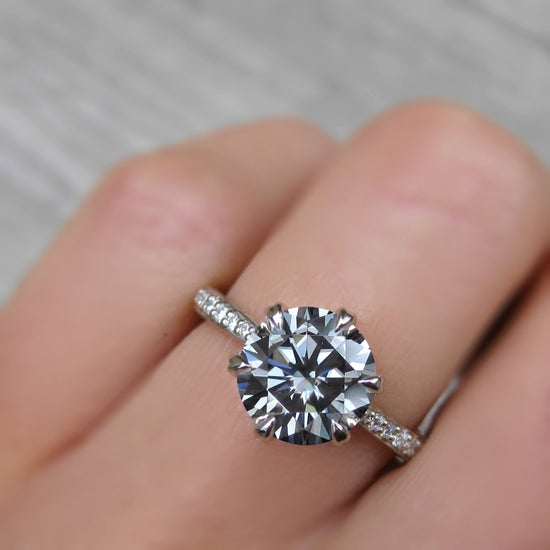 Camille Grey Moissanite Ring 2ct Kristin Coffin Jewelry