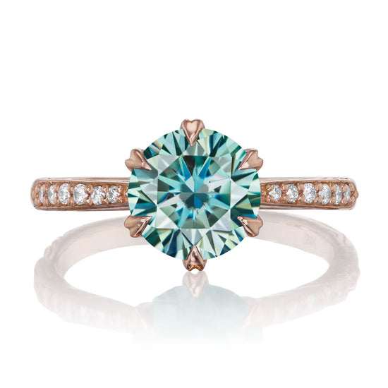 Camille | Teal Moissanite Ring (2ct) | Kristin Coffin Jewelry