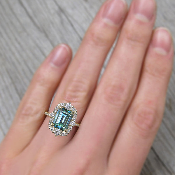 Aqua teal shop moissanite