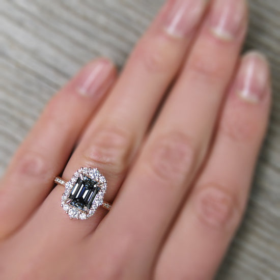 Grey emerald cut diamond clearance