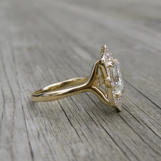 Radiant Moissanite Engagement Ring with Diamond Halo (2.25ct)